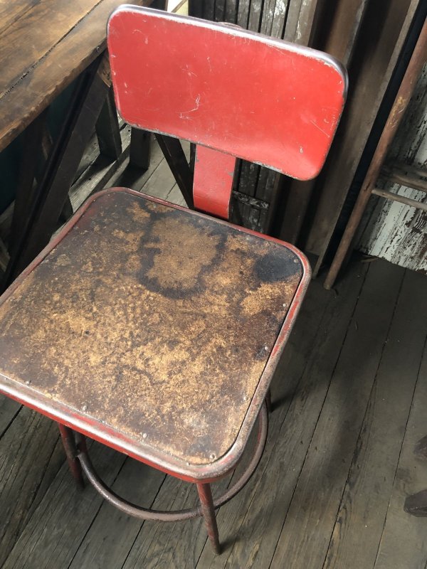 画像12: Vintage Industrial Metal High Stools Chair (R847)