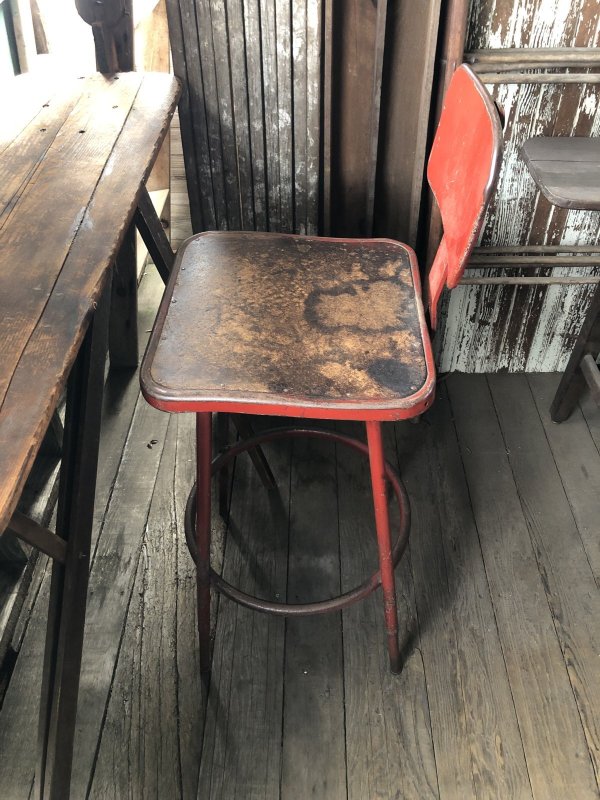 画像3: Vintage Industrial Metal High Stools Chair (R847)