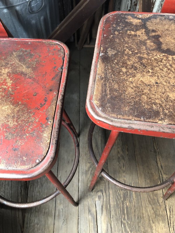 画像18: Vintage Industrial Metal High Stools Chair (R847)