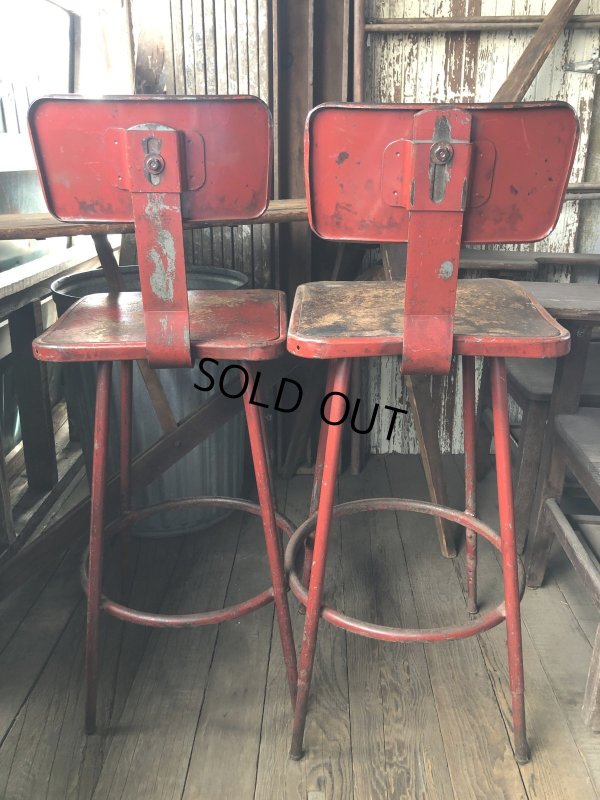 画像21: Vintage Industrial Metal High Stools Chair (R848)