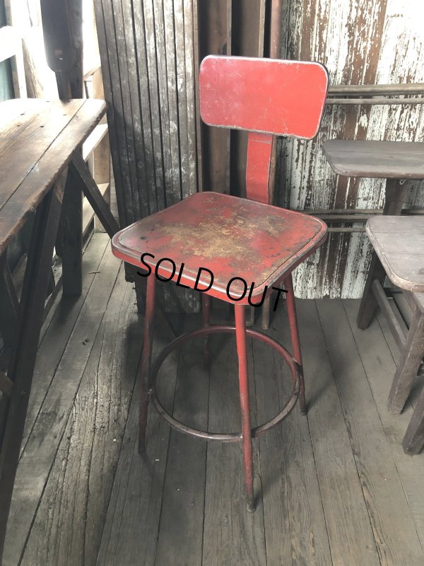 画像1: Vintage Industrial Metal High Stools Chair (R848)