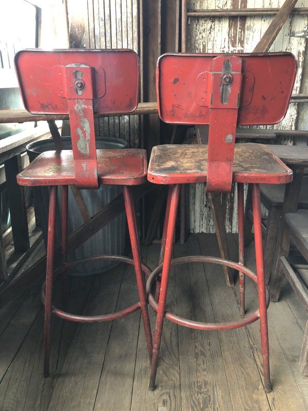 画像20: Vintage Industrial Metal High Stools Chair (R847)