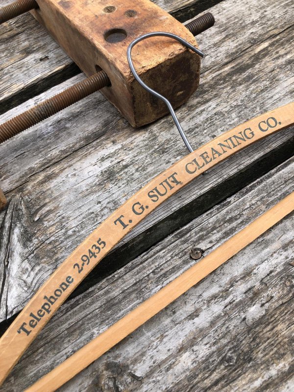 画像3: Vintage USA Advertising Wood Hanger T.G. SUIT CLEANING CO. (R859)