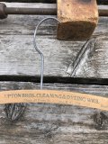 Vintage USA Advertising Wood Hanger UPTON BROS. CLEANING & DYEING WKS (R868)