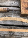 Vintage USA Advertising Wood Hanger CROW CLEANERS & DYERS CLEAN CLEANERS (R861)