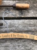 Vintage USA Advertising Wood Hanger Red Star Lanndry & Dry Cleaning (R873)