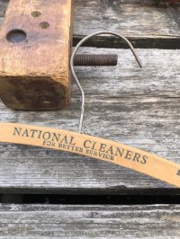 Vintage USA Advertising Wood Hanger NATIONAL CLEANERS (R872)