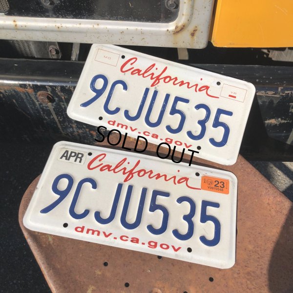 画像1: Original USA California License Plate 9CJU535 SET (R906)