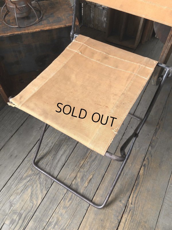 画像3: Vintage Metal Canvas Folding Camp Chair (R930)