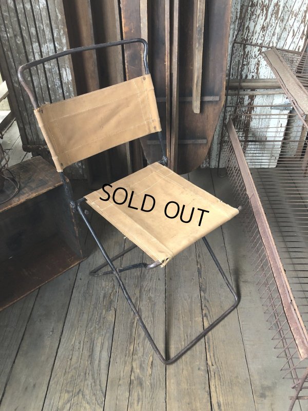 画像12: Vintage Metal Canvas Folding Camp Chair (R930)