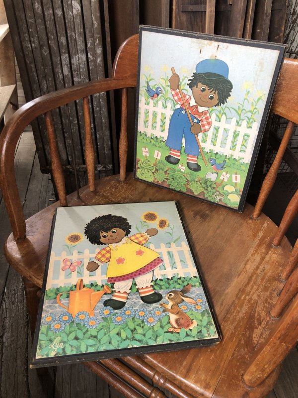 画像1: 70s Vintage Lyn Raggedy Anne ＆Andy Wall Hangings SET (R933)