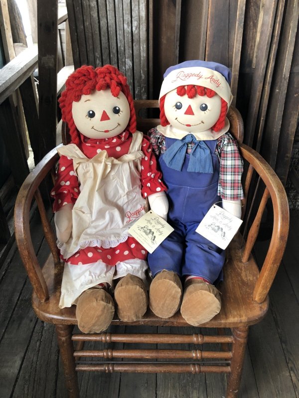 画像1: 80s 90s Vintage KUSUNOKI Limited Edition RaggedyAnn&Andy Doll SET 77cm (R936)