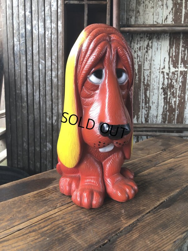 画像1: 70s Vintage NY Vinyl Plastic Dog Bank Basset hound Red (R956) 