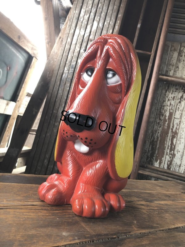 画像2: 70s Vintage NY Vinyl Plastic Dog Bank Basset hound Red (R956) 