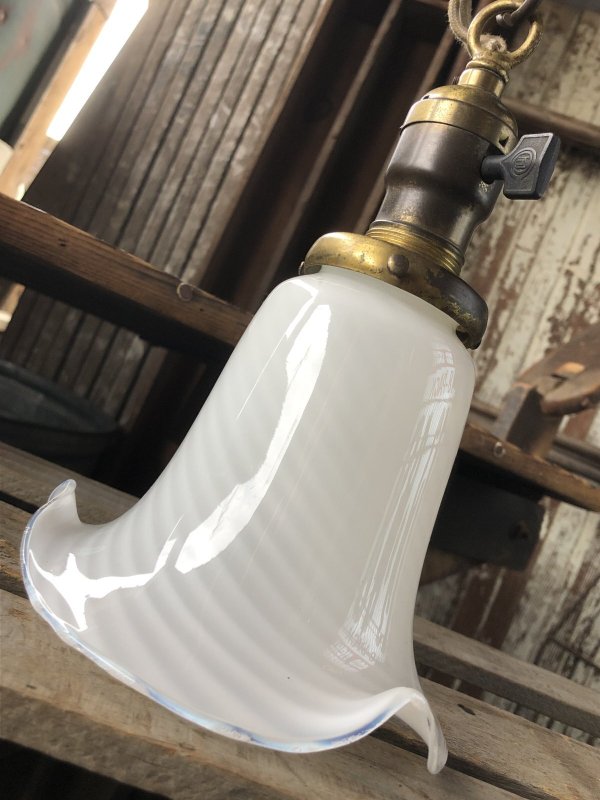 画像6: Vintage U.S.A. Milk Glass Globe Pendant Hanging Lamp (A005)