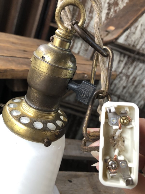 画像5: Vintage U.S.A. Milk Glass Globe Pendant Hanging Lamp (A005)