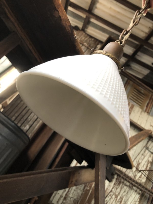 画像12: Vintage U.S.A. Milk Glass Globe Pendant Hanging Lamp (A001)