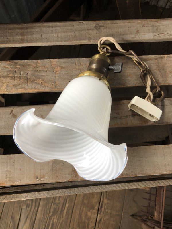 画像7: Vintage U.S.A. Milk Glass Globe Pendant Hanging Lamp (A005)