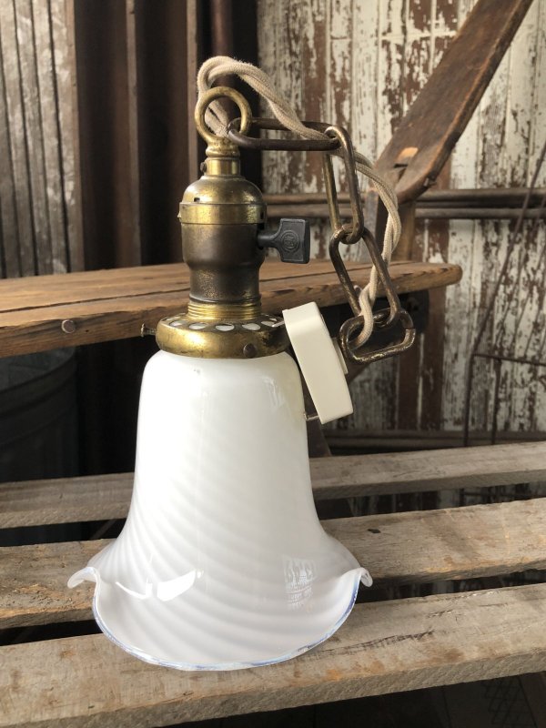 画像3: Vintage U.S.A. Milk Glass Globe Pendant Hanging Lamp (A005)
