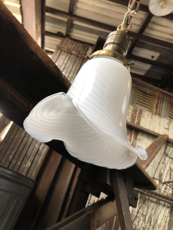 画像10: Vintage U.S.A. Milk Glass Globe Pendant Hanging Lamp (A005)