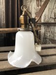 画像1: Vintage U.S.A. Milk Glass Globe Pendant Hanging Lamp (A004) (1)