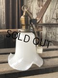 Vintage U.S.A. Milk Glass Globe Pendant Hanging Lamp (A004)