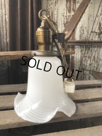 Vintage U.S.A. Milk Glass Globe Pendant Hanging Lamp (A004)