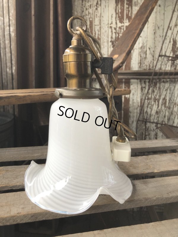 画像1: Vintage U.S.A. Milk Glass Globe Pendant Hanging Lamp (A004)