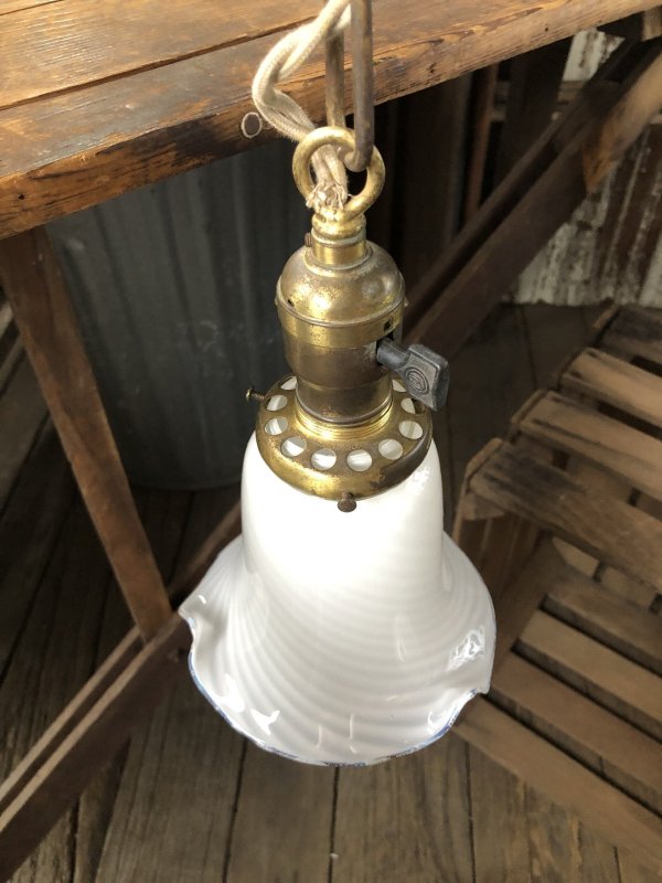 画像9: Vintage U.S.A. Milk Glass Globe Pendant Hanging Lamp (A005)