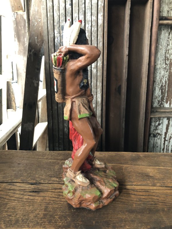 画像2: 70s Vintage Universal Statuary Native American Indian Warrior Statue 37cm (A036)