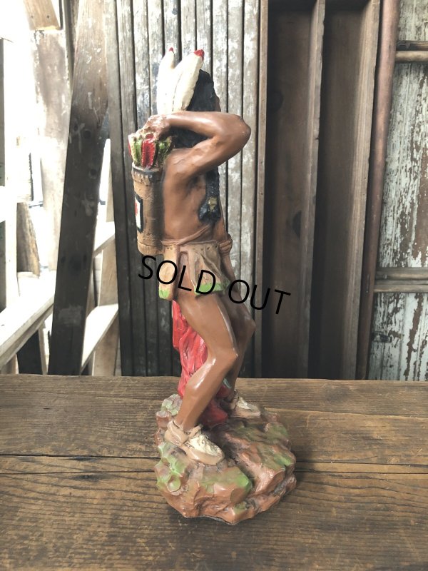 画像2: 70s Vintage Universal Statuary Native American Indian Warrior Statue 37cm (A036)