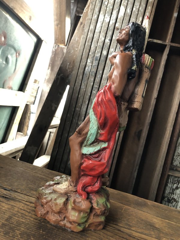 画像4: 70s Vintage Universal Statuary Native American Indian Warrior Statue 37cm (A036)
