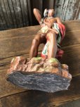画像12: 70s Vintage Universal Statuary Native American Indian Warrior Statue 37cm (A036) (12)