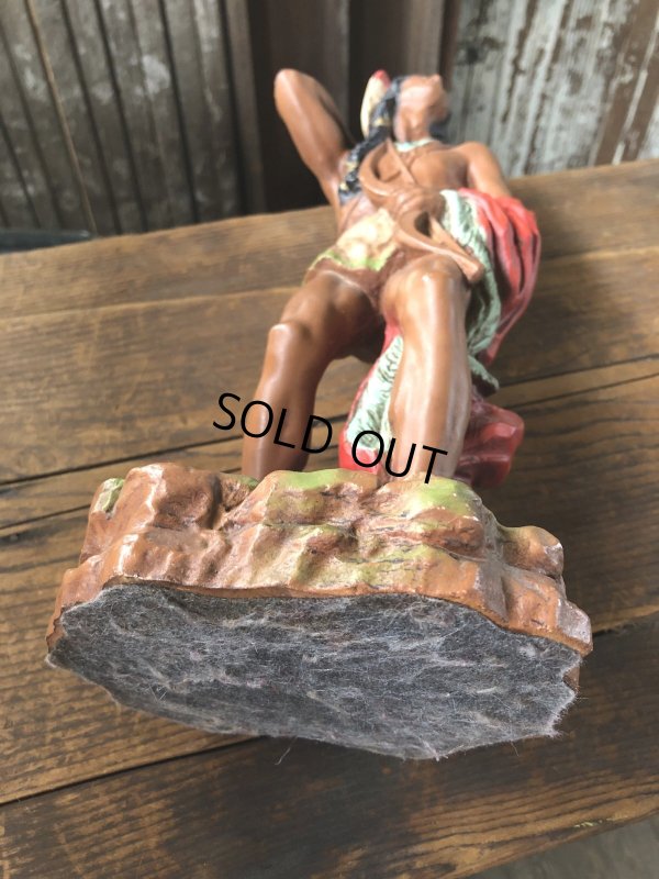画像12: 70s Vintage Universal Statuary Native American Indian Warrior Statue 37cm (A036)