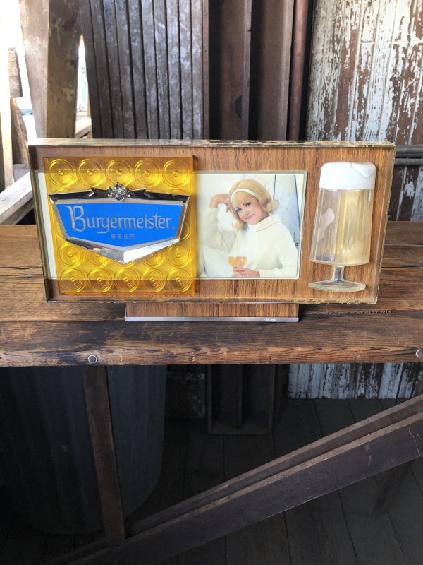 画像1: 60s Vintage Burgermeister Beer Advertising Lighted Store Display Sign (A039)