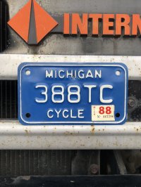 Vintage License Plate MICHIGAN 388TC CYCLE (A042)