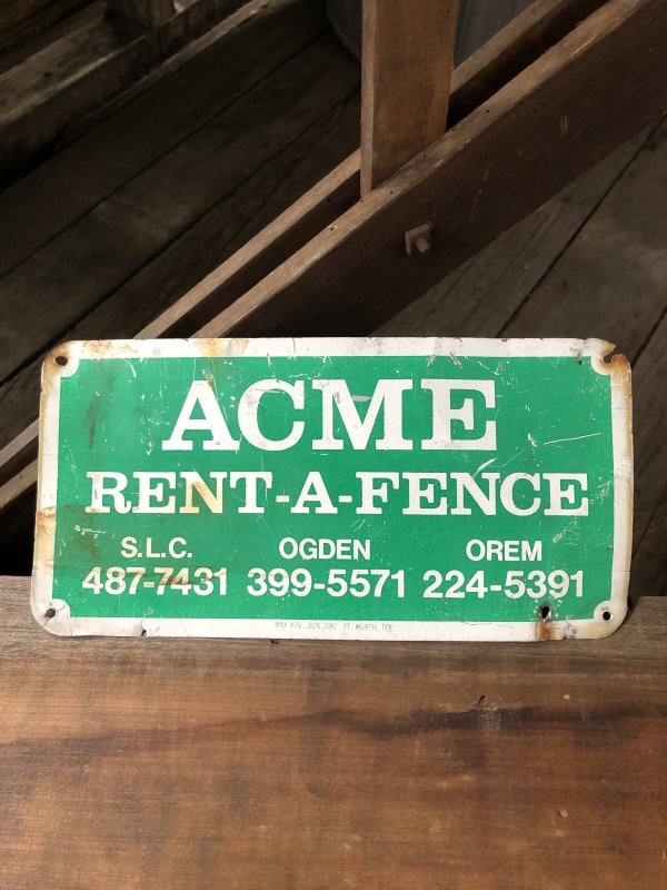 画像1: Vintage Acme Rent-A-Fence Co Sign (A055)