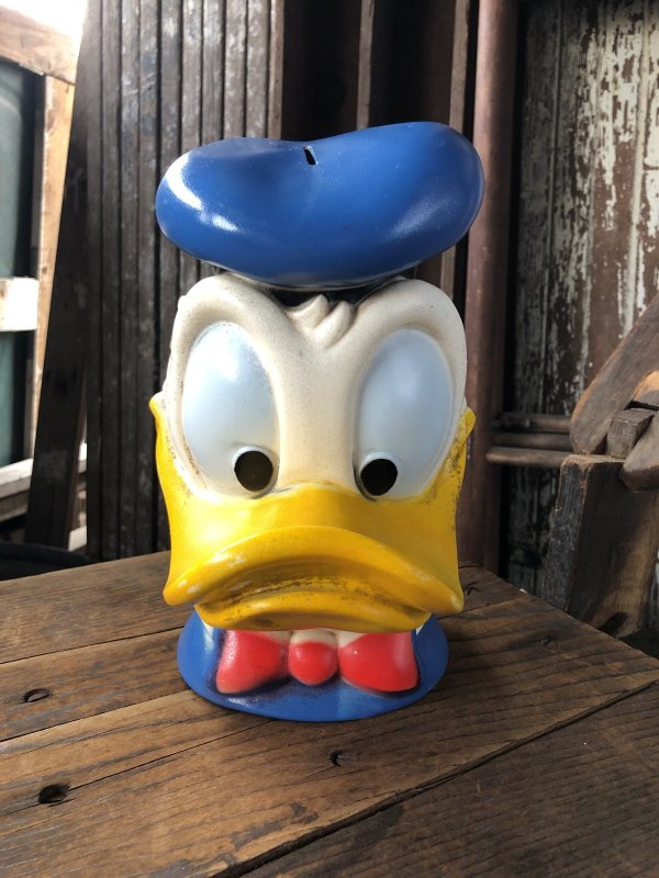 画像1: 70s Vintage Disney Donald Duck Face Coin Bank (A062)