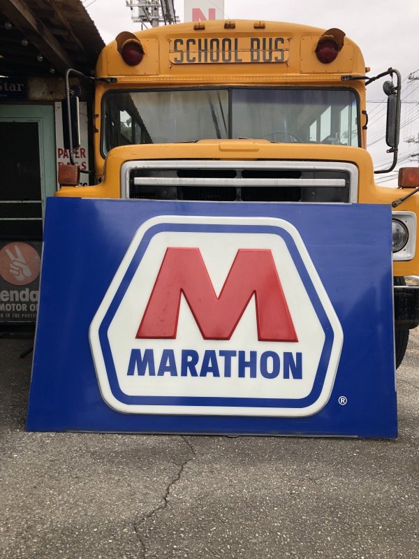 画像1: 【店舗引き取り限定】 Original Huge Vintage Marathon Oil Gas Station Sign (A070)