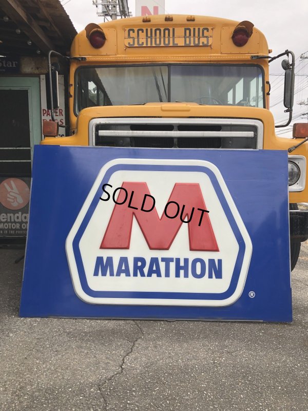 画像1: 【店舗引き取り限定】 Original Huge Vintage Marathon Oil Gas Station Sign (A070)