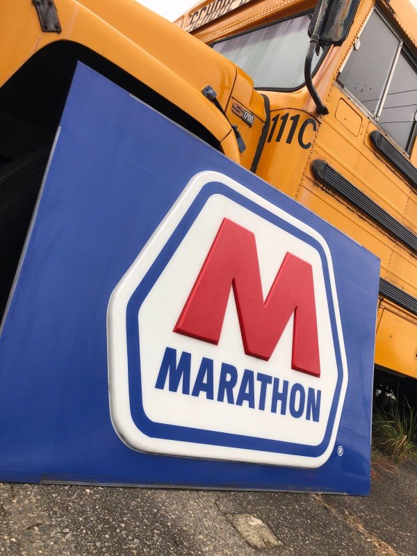 画像2: 【店舗引き取り限定】 Original Huge Vintage Marathon Oil Gas Station Sign (A070)