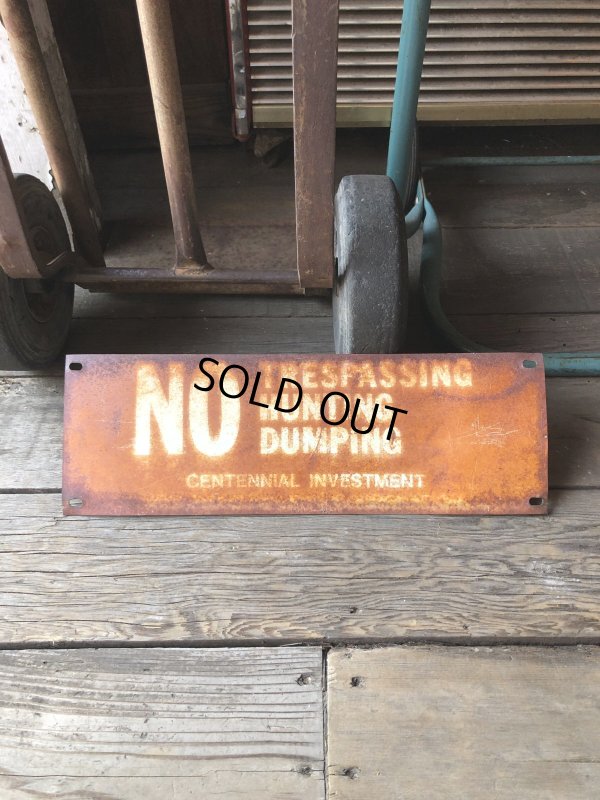 画像1: Vintage NO TRESPASSING HUNTING DUMPING Sign (A060)