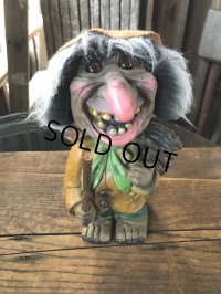 60s Vintage Heico Troll Carrying Firewood Nodder Bobble Head (A079)