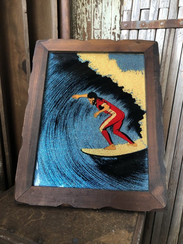 画像1: Vintage Surf Glitter Art Surf Shack Display SURFBOARD I.B.M #971770 (A082) 