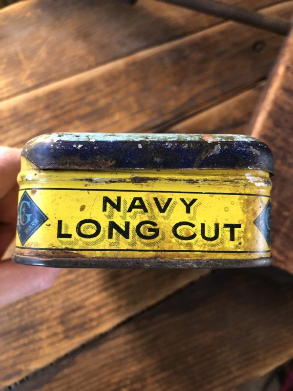 画像12: Early 1900s Antique GAIL & AX NAVY Tobacco Tin Can (A085) 