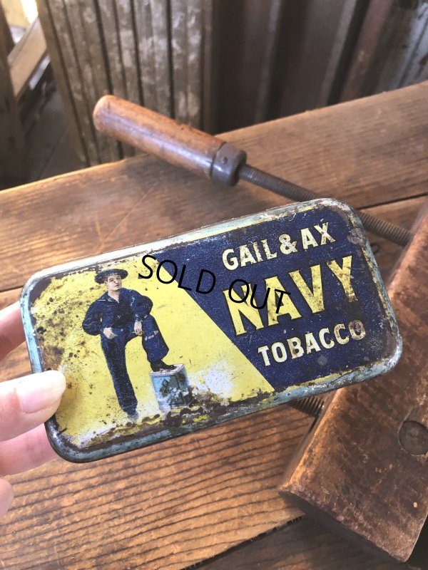 画像14: Early 1900s Antique GAIL & AX NAVY Tobacco Tin Can (A085) 