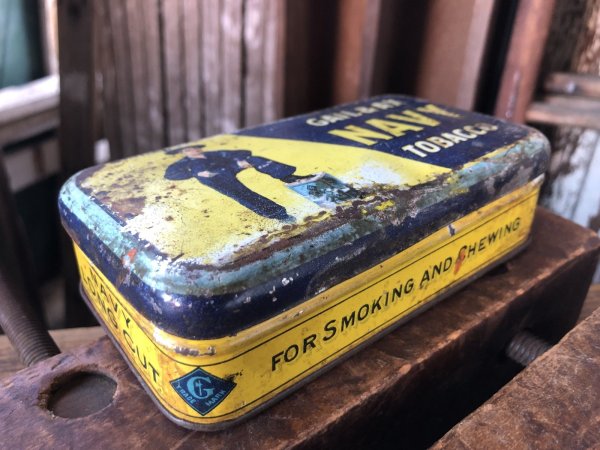 画像3: Early 1900s Antique GAIL & AX NAVY Tobacco Tin Can (A085) 