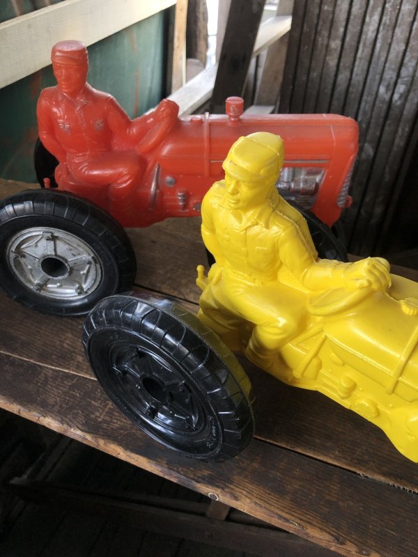 画像11: 60s Vintage Empire Tractor Plastic Mold Toy Yellow (B430)