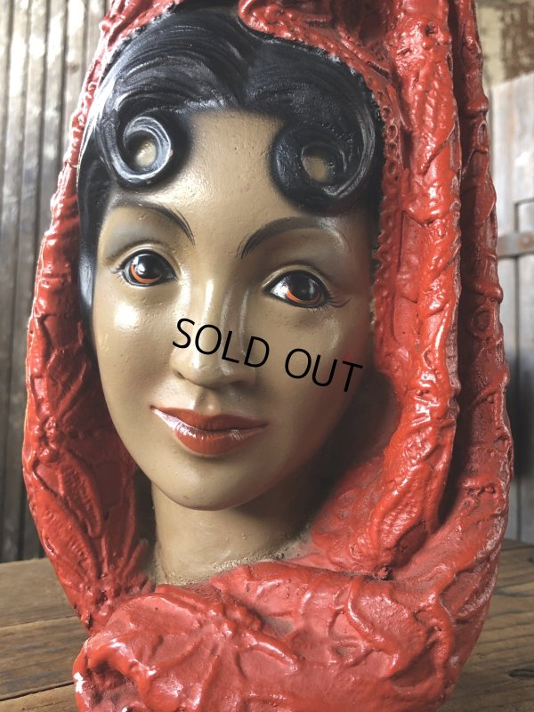 画像9: Vintage Mid-Century Marwal Chalkware Head Bust Statue (A088) 