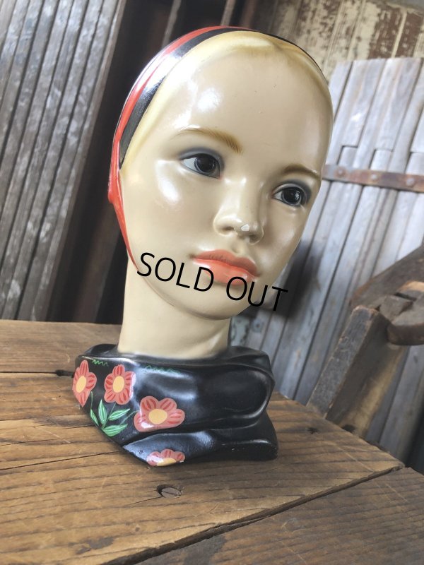 画像9: Vintage Mid-Century Marwal Chalkware Head Bust Statue (A087) 